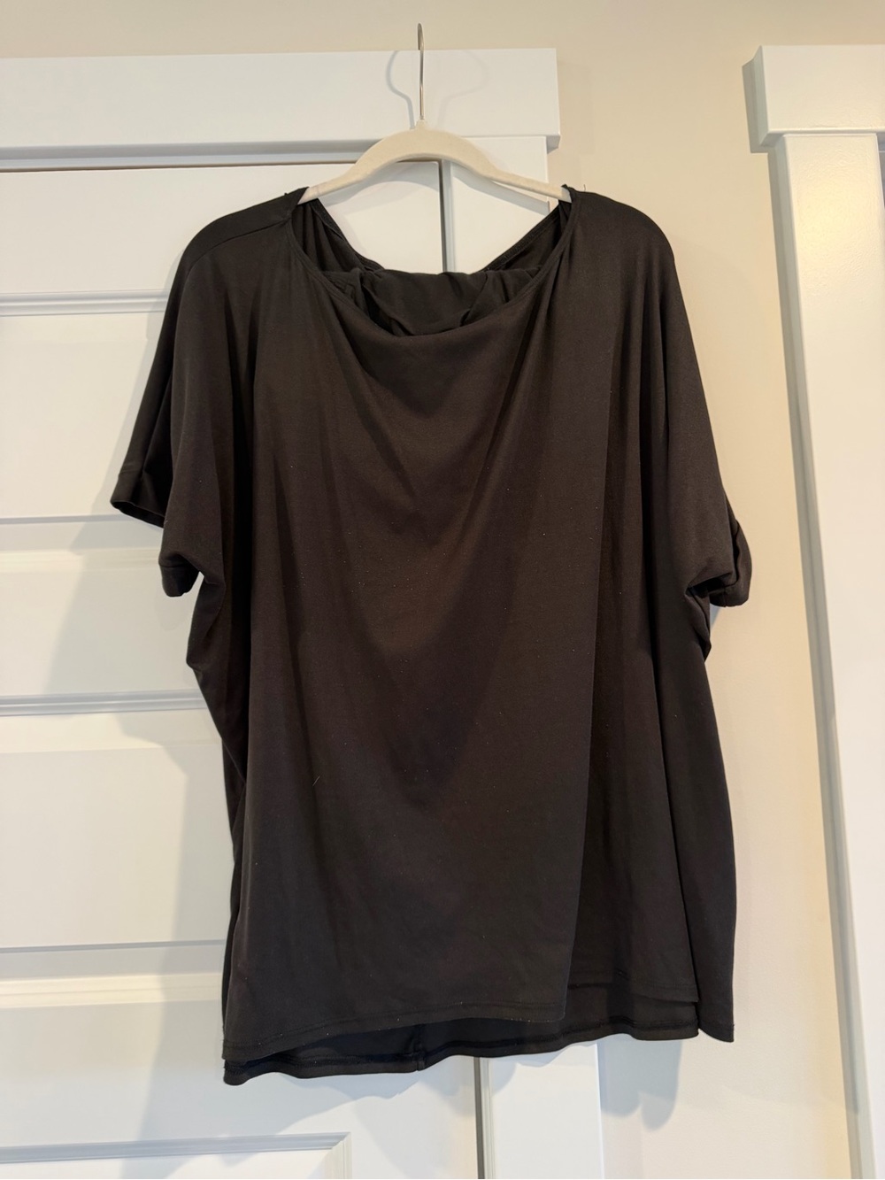Women's Black Draped Short Sleeve Top w/shorts